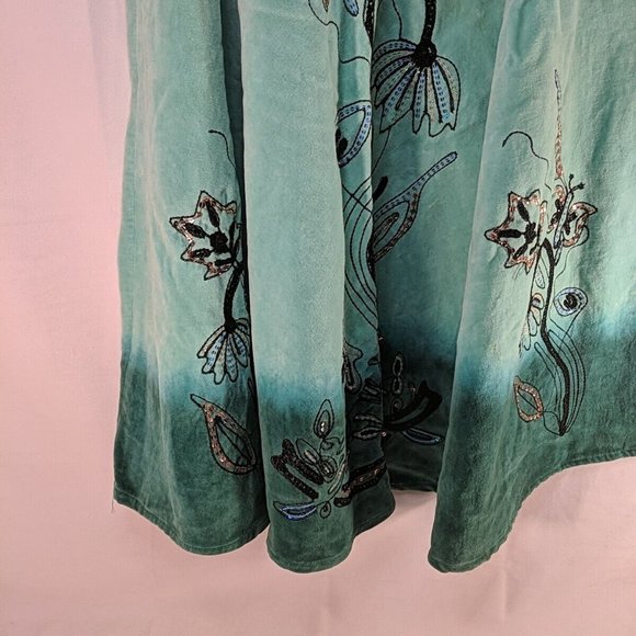 India It's a New Vision Embroidered Floral Butterfly Skirt Brown Teal Blue 10 - Picture 4 of 16